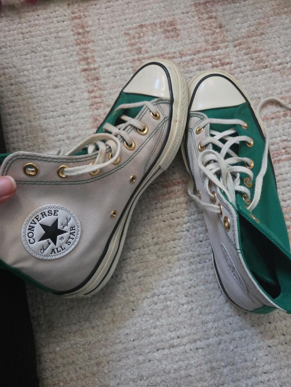 Converse Custom Chuck Taylor 70 High Top Sneakers Green Cream Gold